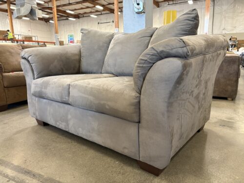 Contemporary Taupe Microplush Loveseat