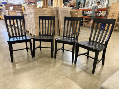 POTTERY BARN Wooden Noir Finish Classic Dining Chairs (Set of 4)