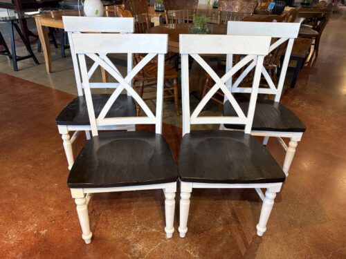 Two Tone Farmhouse Style Dining Chairs (Set of 4)