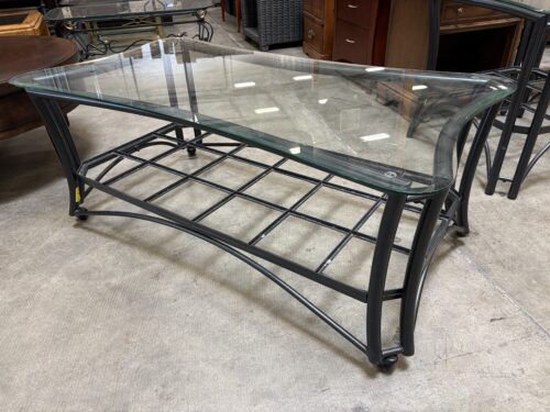 Modern Abstract Outdoor Metal Coffee Table on Casters