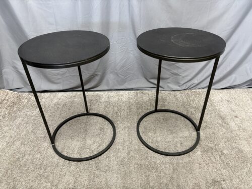 POTTERY BARN Duke Round Metal C-Table (Set of 2)