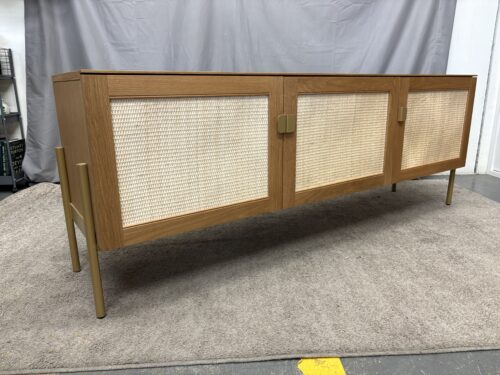 Blonde Modern Rattan Door Media Console