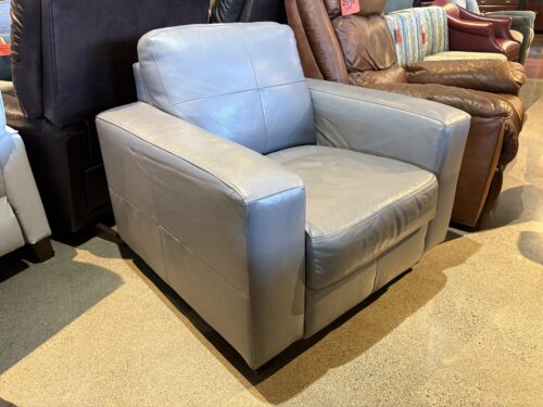 Modern Boxy Grey Leather Chair