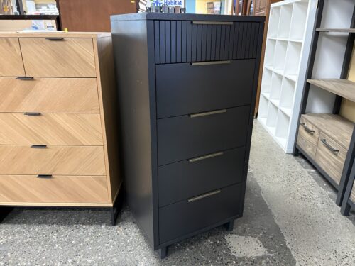 Black Modern 5-Drawer Tall Narrow Dresser