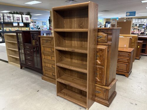 Walnut Veneer 6-Shelf Bookcase