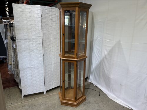 PULASKI 20.25" Wide Illuminated Trapezoid Shaped Curio Cabinet