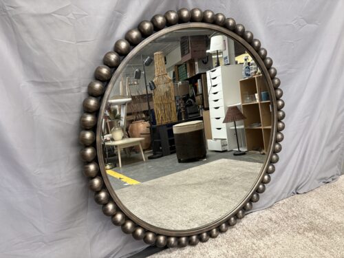 MERCANA Large Modern Distressed Bronze Round Hooks Mirror