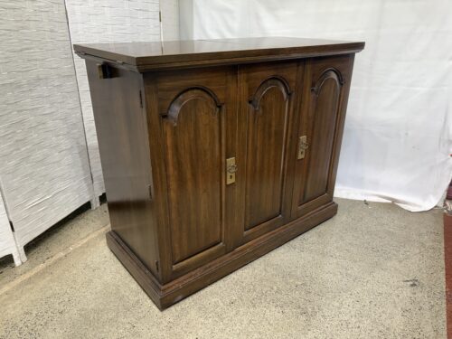 Vintage Solid Cherry Traditional Flip Top Server Buffet on Wheels