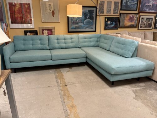 Tufted L-Shaped Right-Hand Sectional in Turquoise