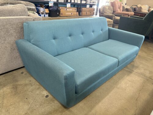 JOYBIRD Hughes Modern Tufted Sofa in Sunbrella Premier Lagoon (Missing Leg)