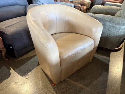 Tan Leather Barrel Chair