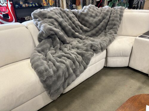 FRYE Grey King Size Heavyweight Throw Blanket with Textured Bubble Design