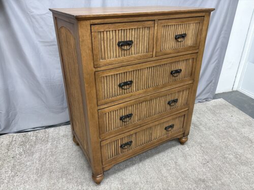 PIER 1 IMPORTS Wooden Fluted 5-Drawer Highboy Dresser