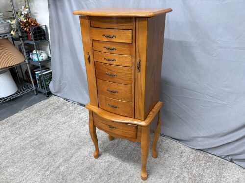 Vintage Solid Maple 7-Drawer Jewelry Armoire