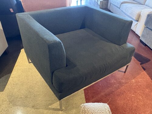 Low Charcoal Grey Boxy Modern Armchair