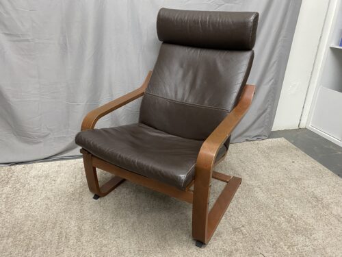 IKEA Dark Brown Leather Poang Armchair