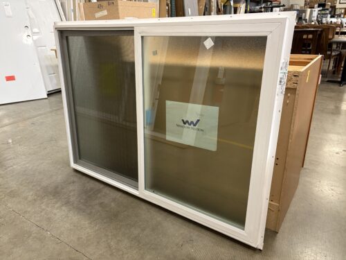 NEW! WINDOW NATION 41x59 White Vinyl Sliding Window with Frosted Texture Privacy Glass