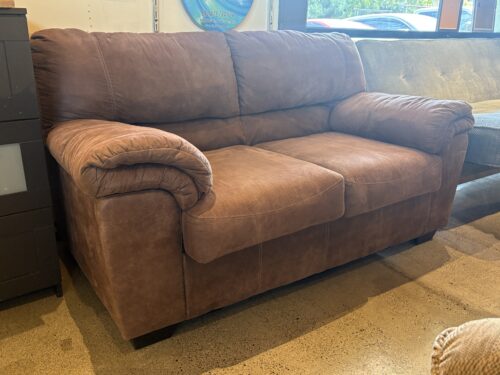 Plush Brown Faux Suede Loveseat
