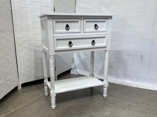 Crisp White 3-Drawer Entry Table w/ Lower Shelf