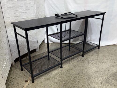 Black Metal Frame TV Stand w/ Outlets & USB