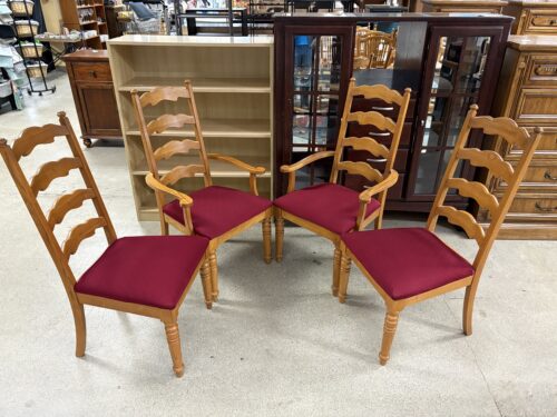 STANLEY Vintage Red Diamond Upholstered Scalloped Ladder Back Dining Chair (Set of 4)