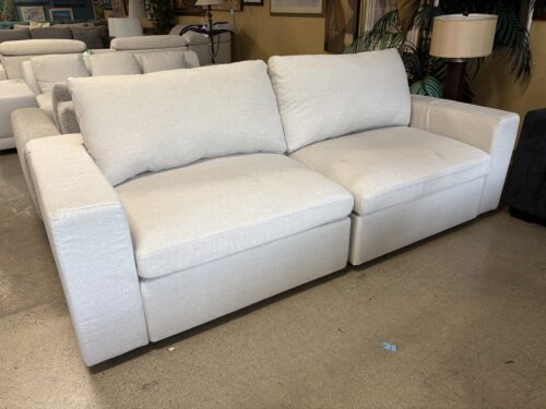 7TH AVENUE Oatmeal Beige Fabric 2 Seat Modular Loveseat