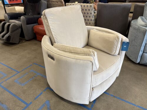 JOYBIRD Corey Stain Resistant Velvet Swivel Power Recliner in Royale Sand