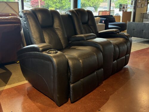 Black Power Recliner 2-Seater w/ Console