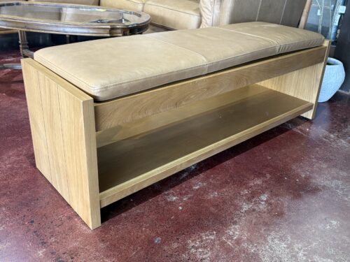 NEW! ARTICLE Cassie 56" Leather Bench - Natural Oak & Charme Tan