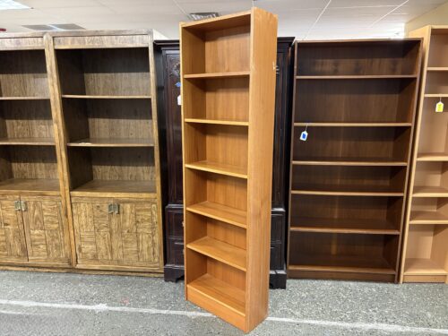 Modern Teak 6-Shelf Narrow Bookcase