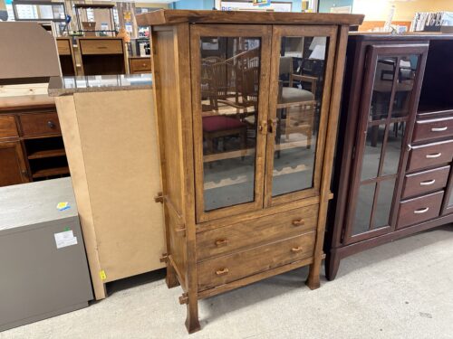 Rustic French Mission Style Bar Cabinet