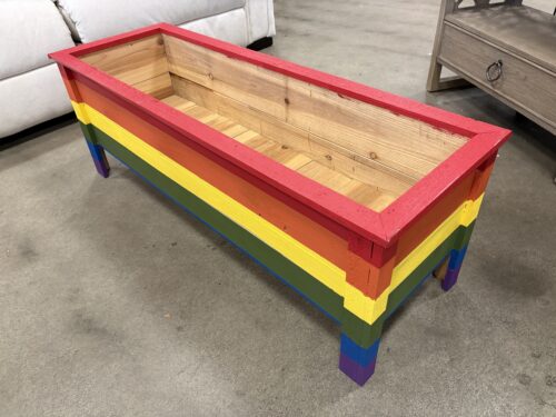 Rectangular Pride Painted Spanish Cedar Elevated Planter