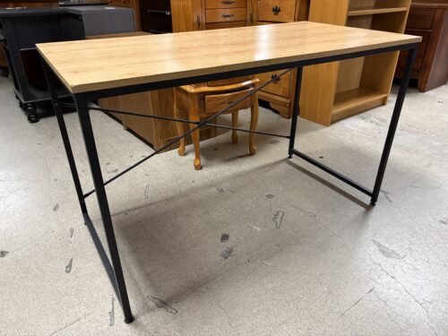 Industrial Blonde & Black Metal Leg Desk