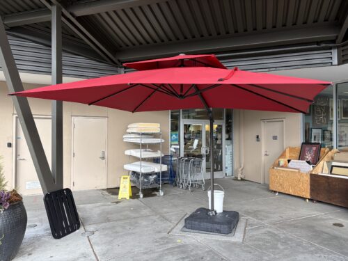 Outdoor Red Square Tilting Umbrella