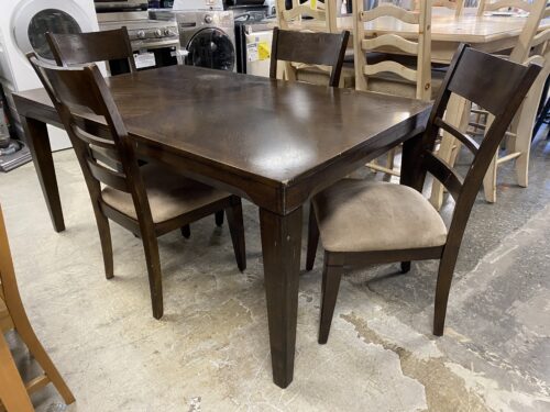ASHLEY Dark Stained Wooden Rectangular Dining Set w/ 4 Chairs