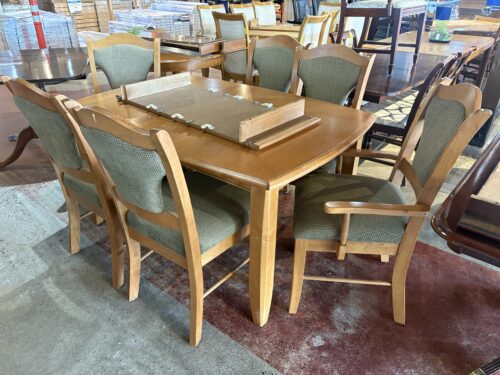 Sage & Light Wood 6-Seater Dining Set w/ Leaf