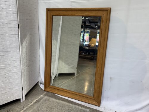 Nautral Wood Beveled Edge Wall Mirror