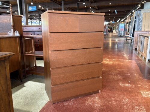 Brown Clean Lined 6-Drawer Tallboy Dresser