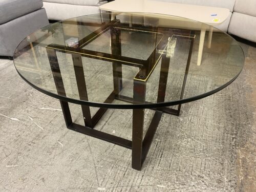 Geometric Metal Round Glass Top Coffee Table