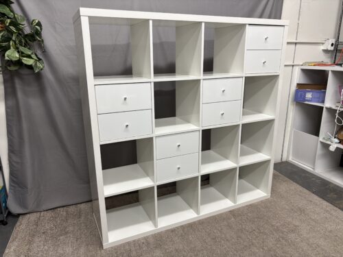 IKEA White Kallax 16-Shelf 8-Drawer Storage Unit