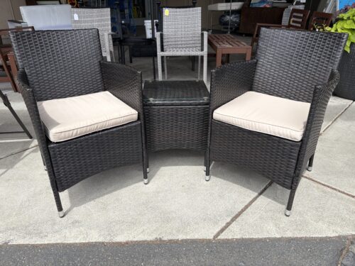 PATIO JOY Dark Brown Wicker Outdoor Set w/ Tan Cushions (Set of 3)