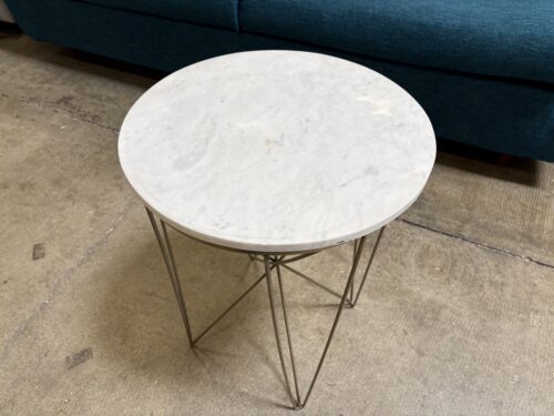 Round Marble Top Accent Table with Starburst Hairpin Legs