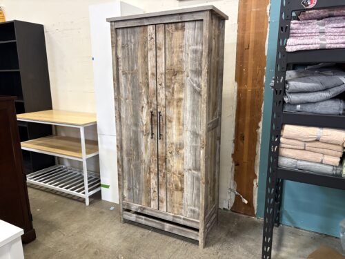 Rustic Finished Freestanding Side-by-Side Cabinet with Adjustable Shelving
