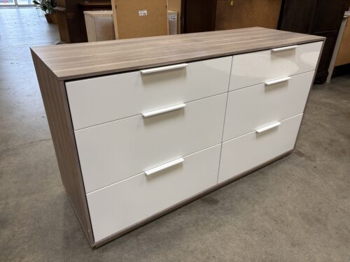IKEA Nyvoll White and Light Oak Finish 6 Drawer Dresser