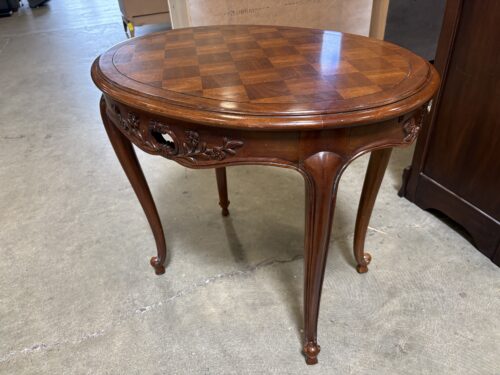 CENTURY Vintage French Provincial Oval Side Table with Pull Out Trays and Carved Floral Details