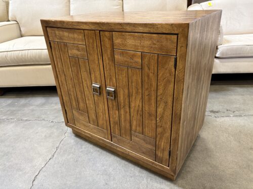 DREXEL Vintage Mid-Century Campaign Style Pecan Wood Accent Cabinet