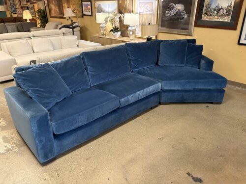 ROOM & BOARD Metro Indigo Velvet Right Arm Angled Chaise Sectional