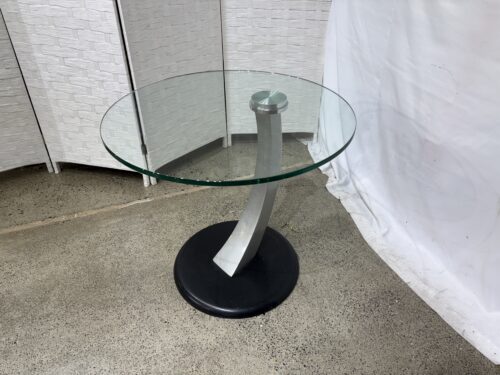 Modern Curved Glass Top Side Table