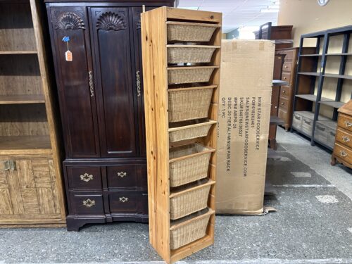 IKEA Blaxmo Natural Wood 8 Wicker Basket Storage Shelf