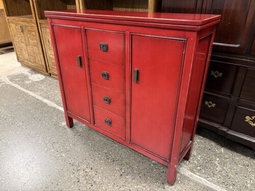 CRATE & BARREL Red Asian Inspired Storage Console